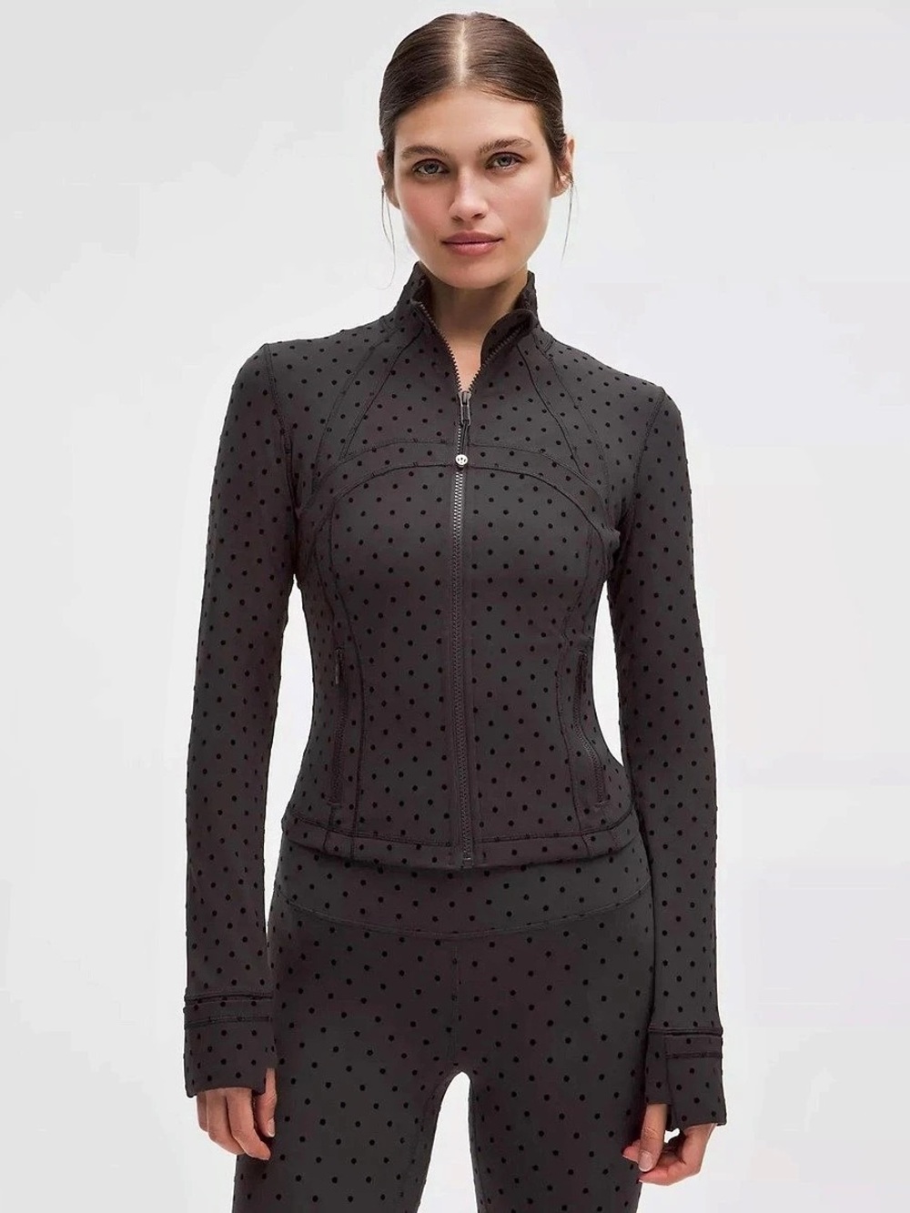 Lululemon Define Cropped Jacket Nulu *Flocked Black Polka Dot